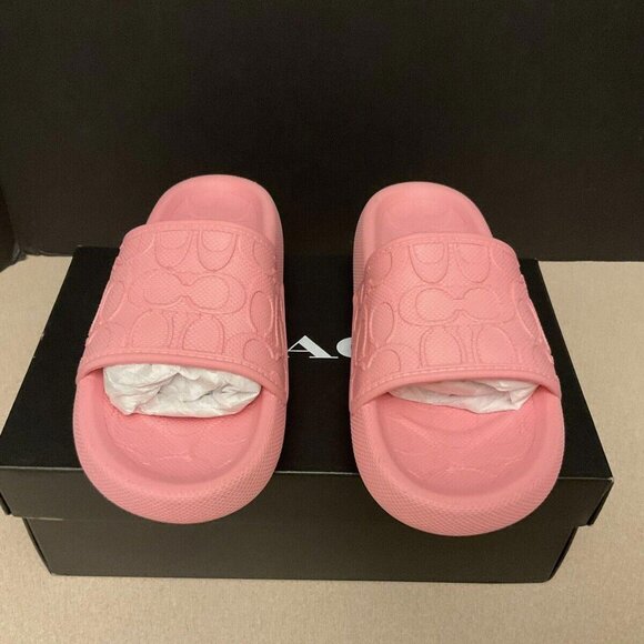 NEW! WOMENS COACH OBI RUBBER FLOWER PINK SLIDE SANDALS. SIZE 5B. AWESOME!!! - Picture 2 of 8